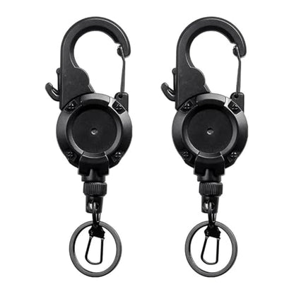 2pcs Fly Fishing Retractor with 26inch Cord Locking Keychain Badge Holder for Anglers Fishing Tool Wire Lanyard with Line Cutter