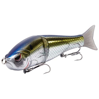Bassdash SwimShad Glide Baits Jointed Swimbait Bass Pike Salmon Trout Muskie Fishing Lure,3-Pack - color: White Shad + Threadfin + Blue Gold, size: 4.5in/0.65oz