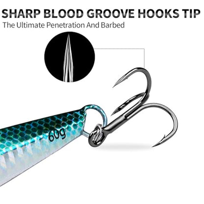 Treble Hook Fast Sinking Jigging Baits Jigs Lure 13g/30g/60g Hard Metal Jigging Spoon Lures Saltwater Fishing Lure - color: ColorC 17G