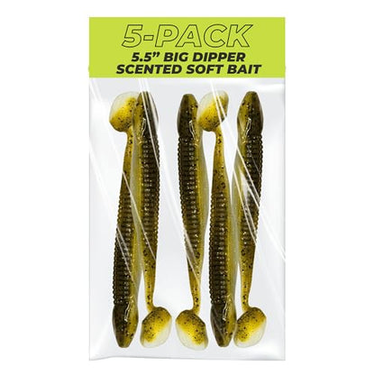 Charlie's Worms Big Dipper Scented Soft Bait for Freshwater & Saltwater Fishing, Paddle Tail Swimbait Lures, Plastic Minnows, Bass, Walleye, Trout, Snakehead, with Variety of Colors (5 Pack) - color: Speckled Trout