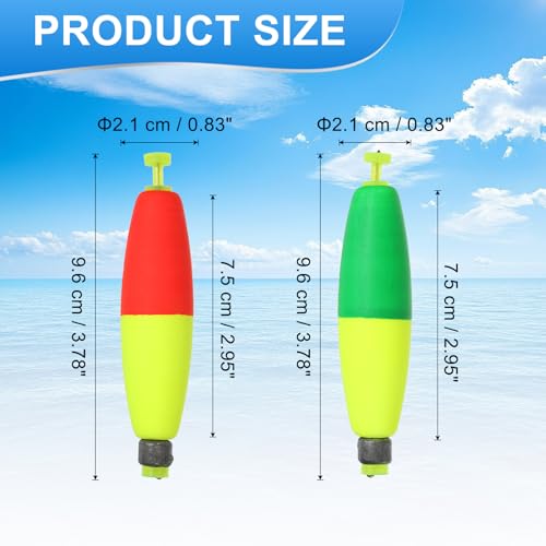 Fishing Floats, 3In Float Slip Bobber with Weight Pendant Fishing Tackle for Saltwater Freshwater Fishing Tackle (8 Pack, Red/Green)