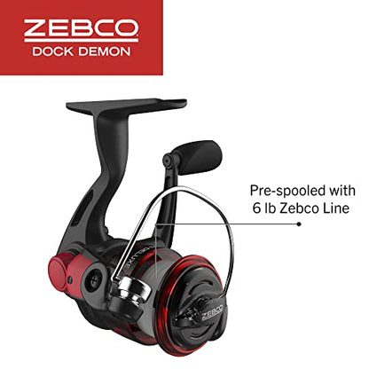 Zebco Dock Demon Spinning Reel or Spincast Reel and Fishing Rod Combo, 30-Inch Durable Fiberglass Rod, QuickSet Anti-Reverse Fishing Reel - style: Spinning Reel - Red