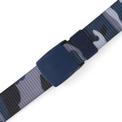 Mile High Life | Nylon Web Belt | Outdoor Military Belt | TSA Safe Buckle Plastic/Metal - color: Camo Blue