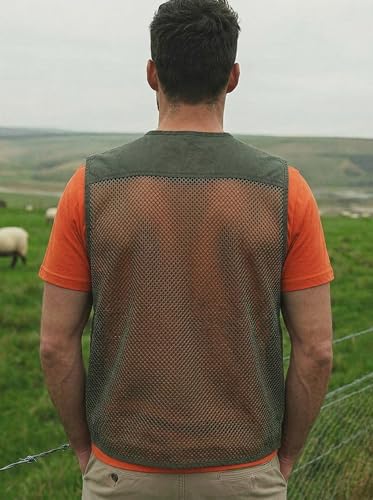Men's Fishing Vest Multi-Pockets Unisex Mesh Utility Summer Vest for Hiking, Travel, Safari Waistcoat Jacket - color: Dark Green, size: Large
