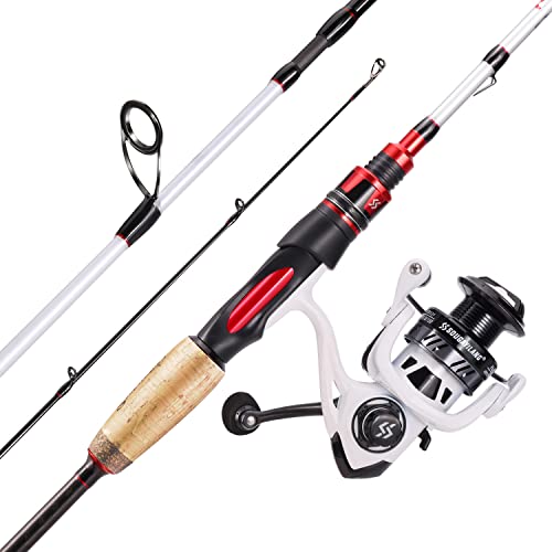 Sougayilang Spinning Combo, Medium Heavy Fishing Pole and 2000 Spinning Reel Set, Fishing Rod and Reel Commbo for Bass Fishing Tackle - color: B: Pearl White, size: 6.9ft & Spinning Reel
