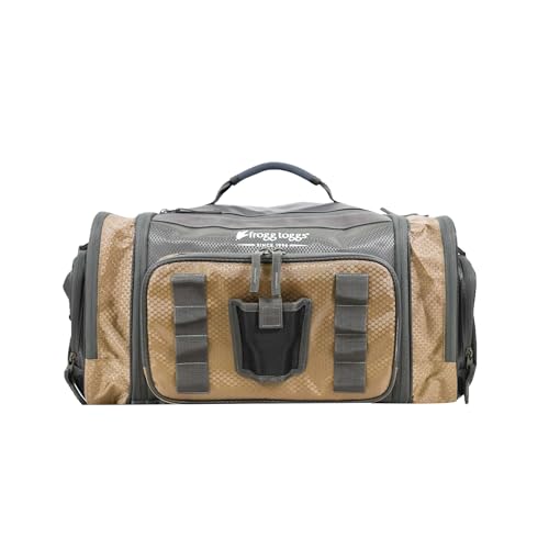 FROGG TOGGS Heavy Duty Fishing Tackle Duffle Bag, Includes Bait Trays - color: Solid Elements Brown, style: 3600