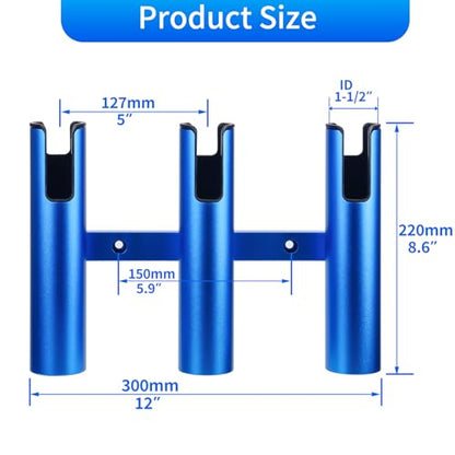 Aluminum Fishing Boat Rod Holder,3/4 Link Tube Aluminum Rod Rack, Suit Boats & Yacht ,Silver - color: Blue 3 tube
