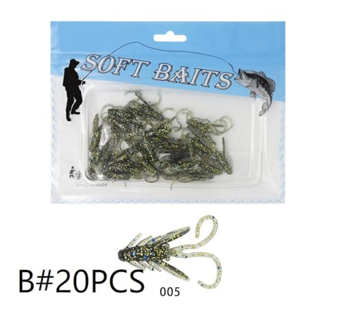 20pcs Craw Fishing Soft Plastic Lure 1.6'' Freshwater Crappie Bass Perch - color: B# 20PCS