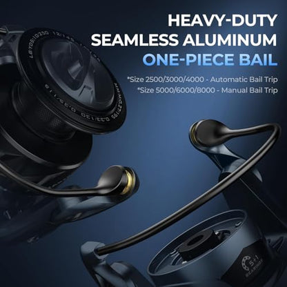 KastKing ReKon Saltwater Spinning Fishing Reel – Up to 55LBs Max Drag Big Game Fishing Reel - Innovative NyliTech Body- Water Resistant - MaxiDur 5+1+1 Corrosion-Resistance Bearing System - size: 3000