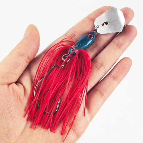 5Pcs Buzz Bait Bladed Jigs Lures Fishing Jigs with Worm Hooks for Bass Trout Walleye 4.13in/0.65oz