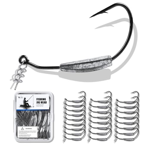 Weighted Swimbait Hooks,Weedless Fishing Jig Heads with Twist Lock,for Soft Plastic Worm Saltwater Freshwater Fishing Hooks