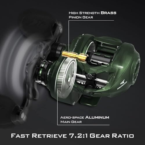 KastKing Spartacus II Baitcasting Fishing Reel, 6oz Ultralight Baitcaster Reel, Super Smooth with 17.6 LB Carbon Fiber Drag, 7.2:1 Gear Ratio, 39mm Palm Perfect Lower Profile Design - color: A:Right-Stryker Green-7.2:1