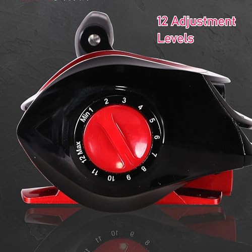 Metal + Nylon Baitcasting Reel - 7.2:1 High-Speed, Metal Spool, Dual Magnetic Brake, 8kg Drag, Long-Casting Anti-Backlash Lure Reel for Bass & Multi-Species Fishing - color: Red