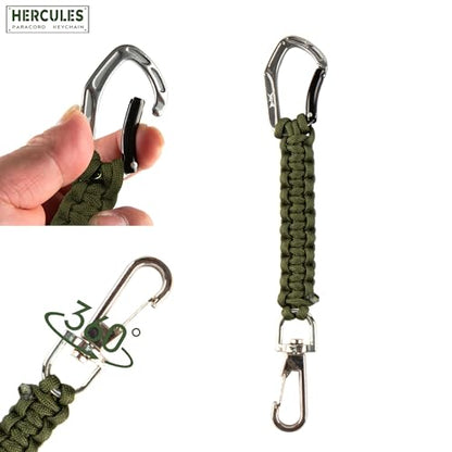 HERCULES Paracord Keychain Set – 2 Pack Lanyard Rope with Aluminum Clip, Durable Paracord Wrist Strap for Outdoor Activities, Army Green - style: Army Green