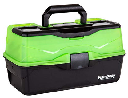 Flambeau Outdoors 6383FG 3-Tray Classic Tray Tackle Box, Portable Tackle Organizer, Frost Green/Black - color: Frost Green/Black