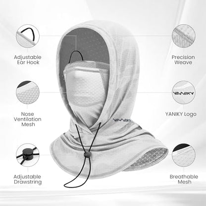 YANIKY Summer Cooling Balaclava with Breathable Holes, Sun UV Protection Face Mask for Running, Cycling, Fishing, Men & Women - color:  Black & White Camo Set