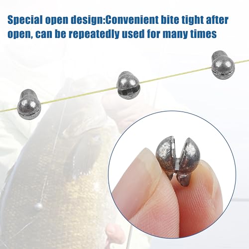 Split Shot Fishing Weights Sinkers, 200pcs Removable Fishing Line Weights and Sinkers for Freshwater Saltwater Bass Trout - size: 1g 1.5g 2g 2.5g 3g (Large-200pcs)