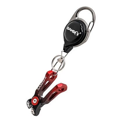SAMSFX MINI Fishing Line Cutters with Retractors, Braid Scissors,Tungsten Line Cutter that Cut Braid, Mono and Fluoro Lines Clean & Smooth Fly Fishing Equipment - color: Gradient Red, Offset Cutting Face