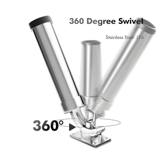 Rod Holders for Fishing Boat, 2 Pack Marine Grade Stainless Steel 316 Adjustable Swivel Deck Mount or Rail Mount Fishing Pole Holder - style: B Style