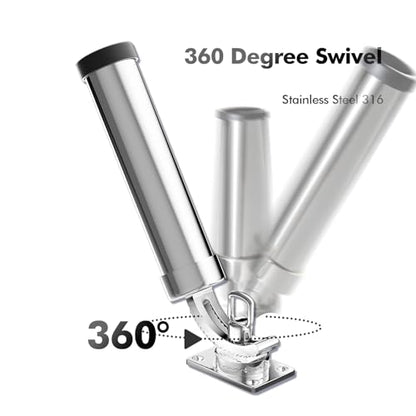 Rod Holders for Fishing Boat, 2 Pack Marine Grade Stainless Steel 316 Adjustable Swivel Deck Mount or Rail Mount Fishing Pole Holder - style: B Style