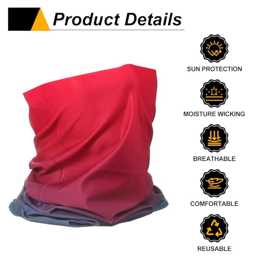 HARFINGTON Summer Cooling Neck Gaiter Sun Protection Face Mask Fishing Necks Gaiter Unisex for Cycling Outdoor Sports - color: Gradient Red-green