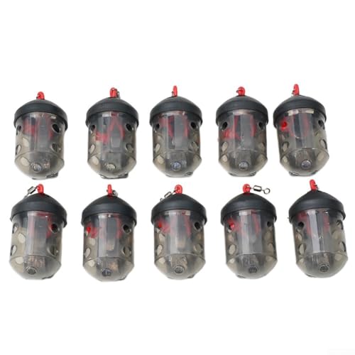 Cap Swim Feeder for Maggots and Groundbait Plastic Fishing Terminal Tackle with Auto-Close Lid for River Match Angling Black 30g(10pcs) - size: 10pcs