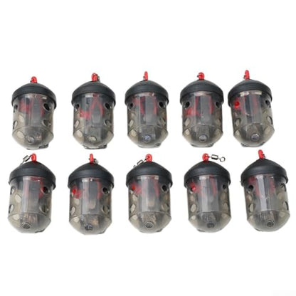 Cap Swim Feeder for Maggots and Groundbait Plastic Fishing Terminal Tackle with Auto-Close Lid for River Match Angling Black 30g(10pcs) - size: 10pcs