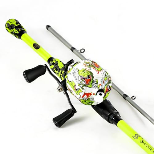 Sougayilang Spincast Combo – IM7 Graphite 2-Piece Travel Rod, EVA Handle, 17.5LB Drag, 7+1 Bearings, Left/Right Interchangeable, Pre-spooled with Mono Line for Kids & Beginners – Pond & Lake Fishing - style: Spincast-7'00''