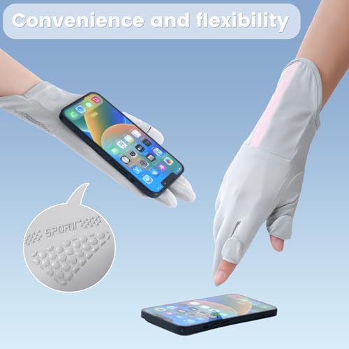 Full Finger UV Protection Gloves Driving Gloves Women, Breathable Touchscreen UPF Glove Sun Protection Glove - color: Platinum Gray-ad, size: One Size
