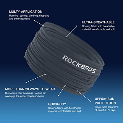 ROCKBROS Cooling Neck Gaiter Bandana Face Mask for Men Neck Gaiters Summer Half Face Scarf Cover Sun UV Protection - color: Dark Gray