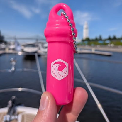Seahive Floating Keychain (1 pack) with Waterproof Safety Container Boat Key Float - Pontoon, Fishing Accessories key holder - color: Pink