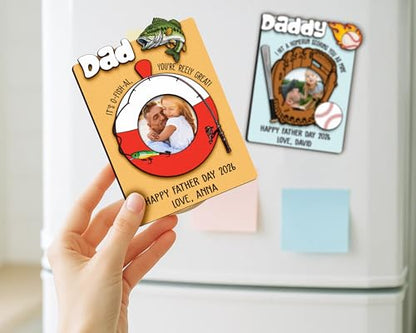 Personalized Dad Wooden Picture Frame from Son Daughter, Custom Quote and Photo Magnetic Frames for Refrigerator, Fridge Magnet Photo Frame Gifts for Father's Day, Dad, Grandpa - color: 1. Dad-13