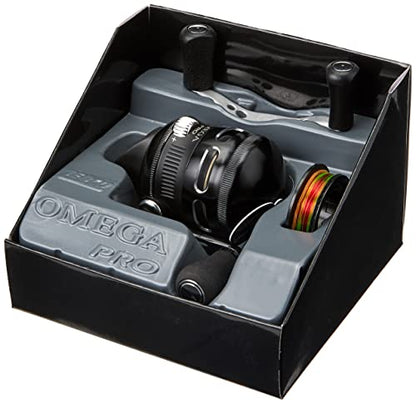 Zebco Omega Pro Spincast Fishing Reel, Dual Ceramic Pick-up Pins, Solid-Brass Pinion Gear, GlideLine ll Line Retrieval System, Pre-Spooled