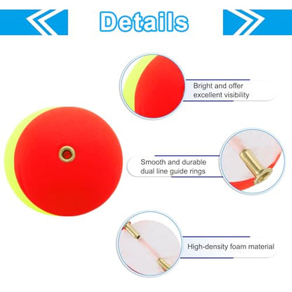 PATIKIL Fishing Bobber, Slip Foam Floats Buoy Rig Stoppers for Crappie Trout Bass Fishing - color: Red,Yellow, size: 1.3 Inch