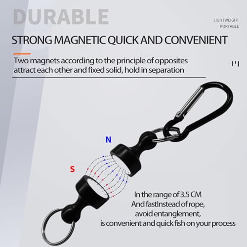 Fishing Strongest Magnetic Net Release Magnet Clip Holder Retractor, Quick Release Keychain with Super Strong Magnet, Fly Fishing Magnetic Buckle Fishing Equipment (5 Pack)