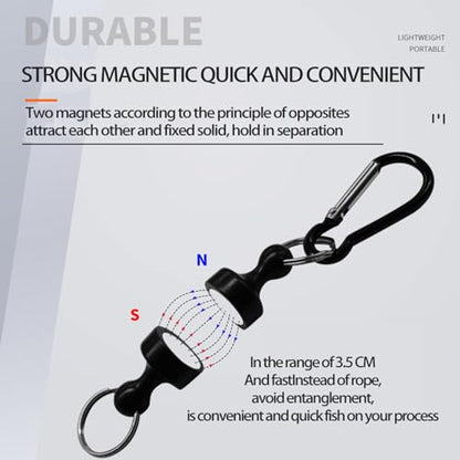 Fishing Strongest Magnetic Net Release Magnet Clip Holder Retractor, Quick Release Keychain with Super Strong Magnet, Fly Fishing Magnetic Buckle Fishing Equipment (5 Pack)
