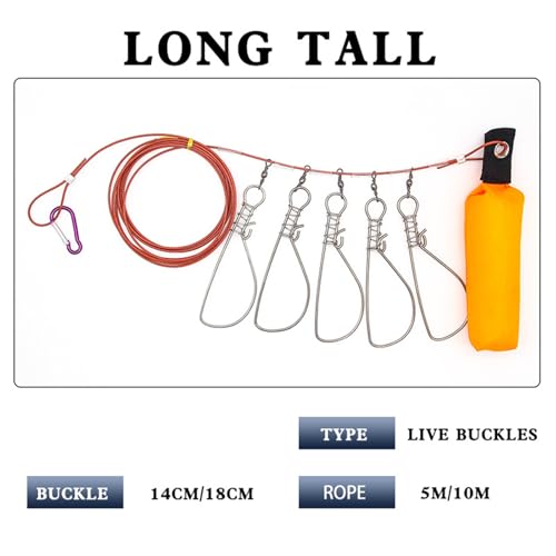 Tackle Live Fish Stainless Steel Stringer Clip Fishing Stringer Big Fish Wire Rope Cable Fishing Holder Set Clip