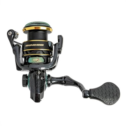 Lew’s Wally Marshall Signature Series Spinning Fishing Reel, 5+1 Bearings, Graphite Frame and Rotor, Interchangeable Retrieve, Green/Gold - size: 50 (Clam Packaging)