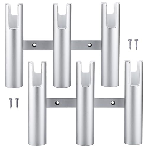 NovelBee 2pcs 3 Tube Fishing Rod Holders for Boat,Aluminium Rod Holders with Screws - color: Silver & White