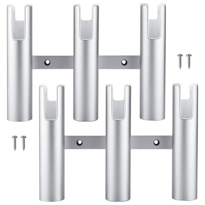 NovelBee 2pcs 3 Tube Fishing Rod Holders for Boat,Aluminium Rod Holders with Screws - color: Silver & White