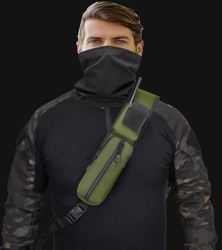 Tactical Sling Backpack Holster Range Shoulder Bag 15L Crossbody Bag Water Bottle Holder Radio Pouch 6 Elastic Slots - color: Army Green