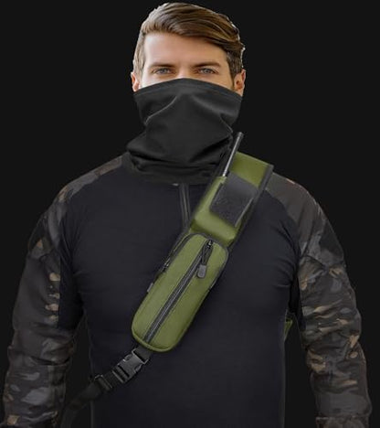Tactical Sling Backpack Holster Range Shoulder Bag 15L Crossbody Bag Water Bottle Holder Radio Pouch 6 Elastic Slots - color: Army Green