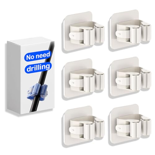 Gray 6-Pack Fishing Rod Holders for Garage, Wall, Boat – No-Drill Adhesive Rod Rack for 0.08"-0.79" Fishing Poles – Modular Storage Clips for Home, Car, Deck, and More - color: white
