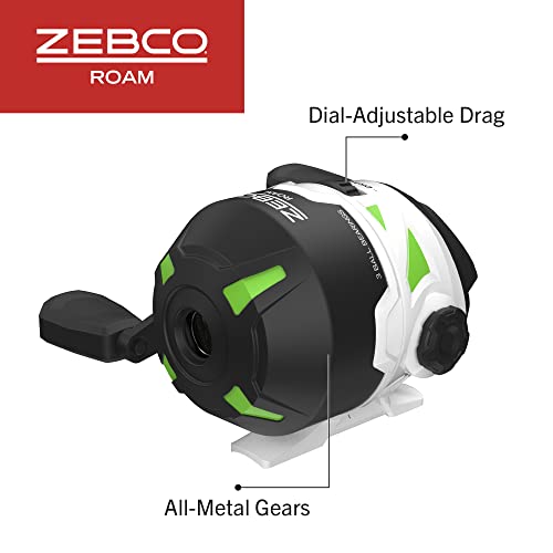 Zebco Roam Telescopic Fishing Rod and Spinning or Spincast Fishing Reel Combo, Durable 6-Foot Fiberglass Rod with ComfortGrip Handle, Pre-spooled with Zebco Cajun Fishing Line - style: Spincast Reel - Green