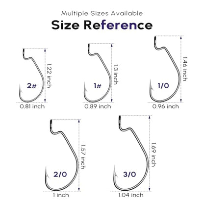 100Pack Fishing Hooks Worm Hooks Carbon Steel for Saltwater Freshwater Bass Trout Fish Hooks - size: 1#
