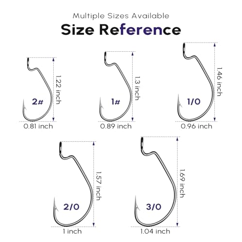 100Pack Fishing Hooks Worm Hooks Carbon Steel for Saltwater Freshwater Bass Trout Fish Hooks - size: 1/0