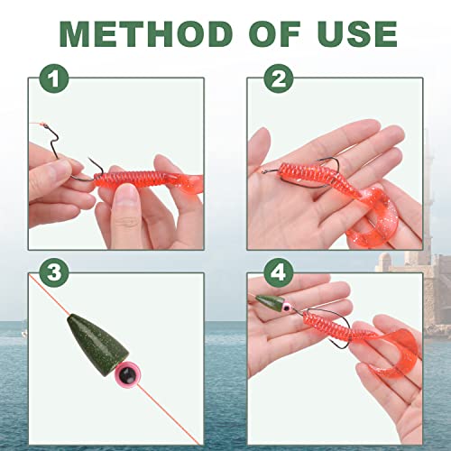 Bullet Fishing Weights Sinkers Kit, 68pcs Painted Worm Weights Fishing Sinkers Texas Rig Weights Slip Sinkers Assorted Set for Bass Fishing Saltwater Freshwater
