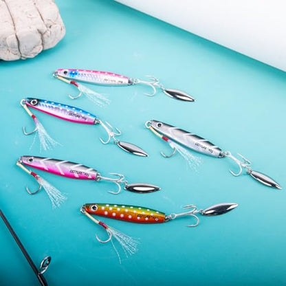 Goture Fishing Jigs, 40g 60g Vertical Jig Saltwater Freshwater, Jig Fishing Lures with Assist Hooks and Treble Hook, Jigging Spoon Lures for Tuna, Salmon,Striped Bass, Grouper Snapper,Kingfish - color: B1:3pcs Fishing Jigs, size: 1.41oz/40g