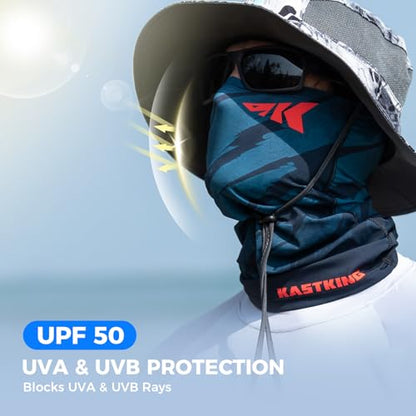 KastKing Ultimate Angler Neck Gaiter, UPF 50 Sun Mask, Sun Gaiters for Men & Women, Hydrocool Technology, Fishing, Hiking - color: E: Jaws (Size: 19"x9.5")