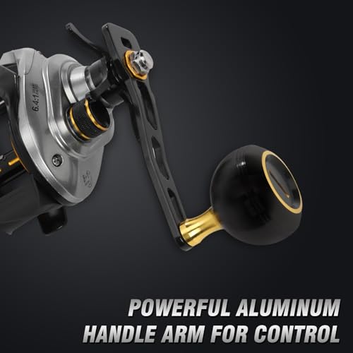 Baitcasting Reels 6.4:1 Gear Ratio 33LB Max Drag 8+1 Bearing | Baitcasting Fishing Reels Aviation-Aluminium Spool Aluminum Star-Shaped Trailer and Handle Arm Drag Alarm System - color: Silver-Left